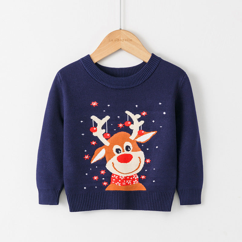 Wholesale Christmas Elk Autumn/Winter Knitted Baby Clothes